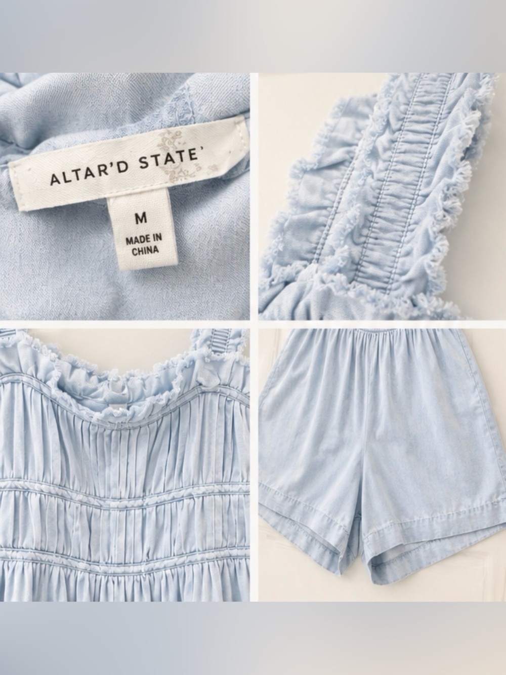Altar'd State Light Blue Smocked Romper - Picture 3 of 4